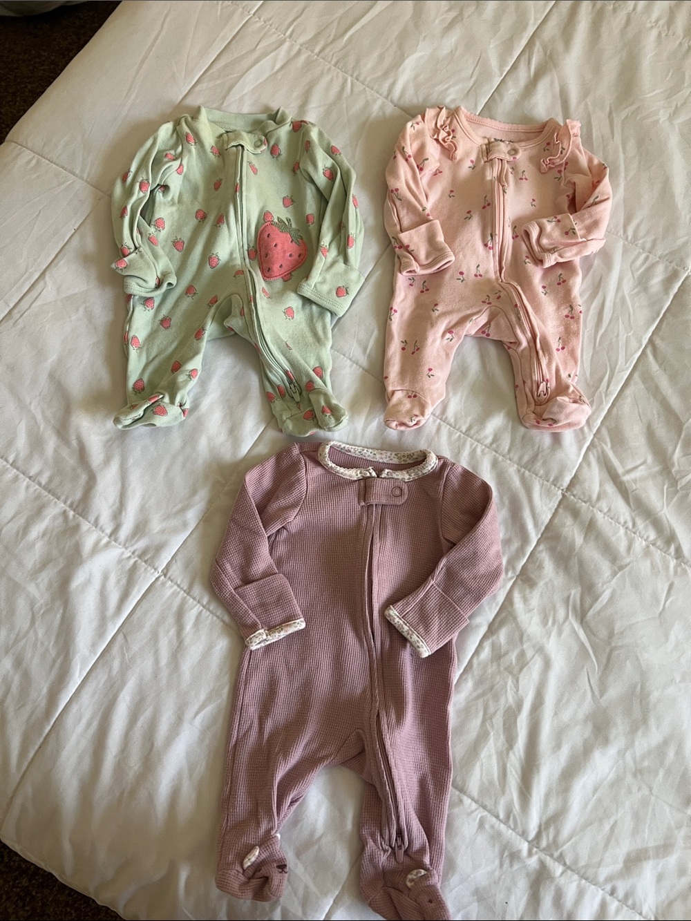 Carter's Mint, Blush Pink & Mauve Baby Footed One-Piece Set